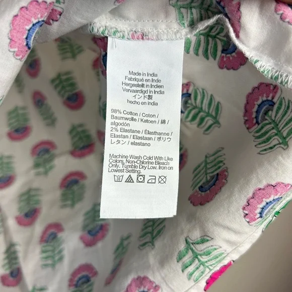 J.Crew Proppy Summer 2024 Size M Floral Short Sleeve Blouse Top Vacation Hotel - Picture 8 of 13